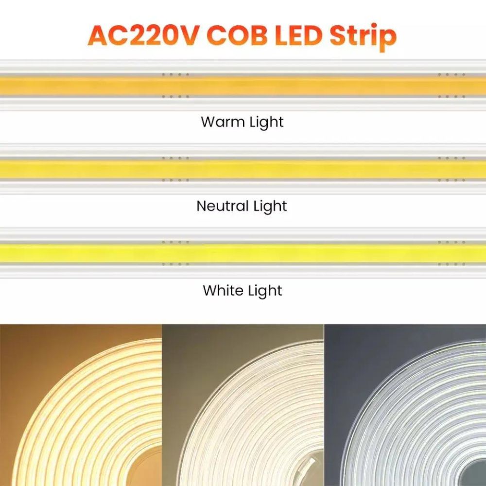 banda LED COB 220V, FlexiLum220, 240W 24000Lm, 3000K, 20M cu alimentator inclus