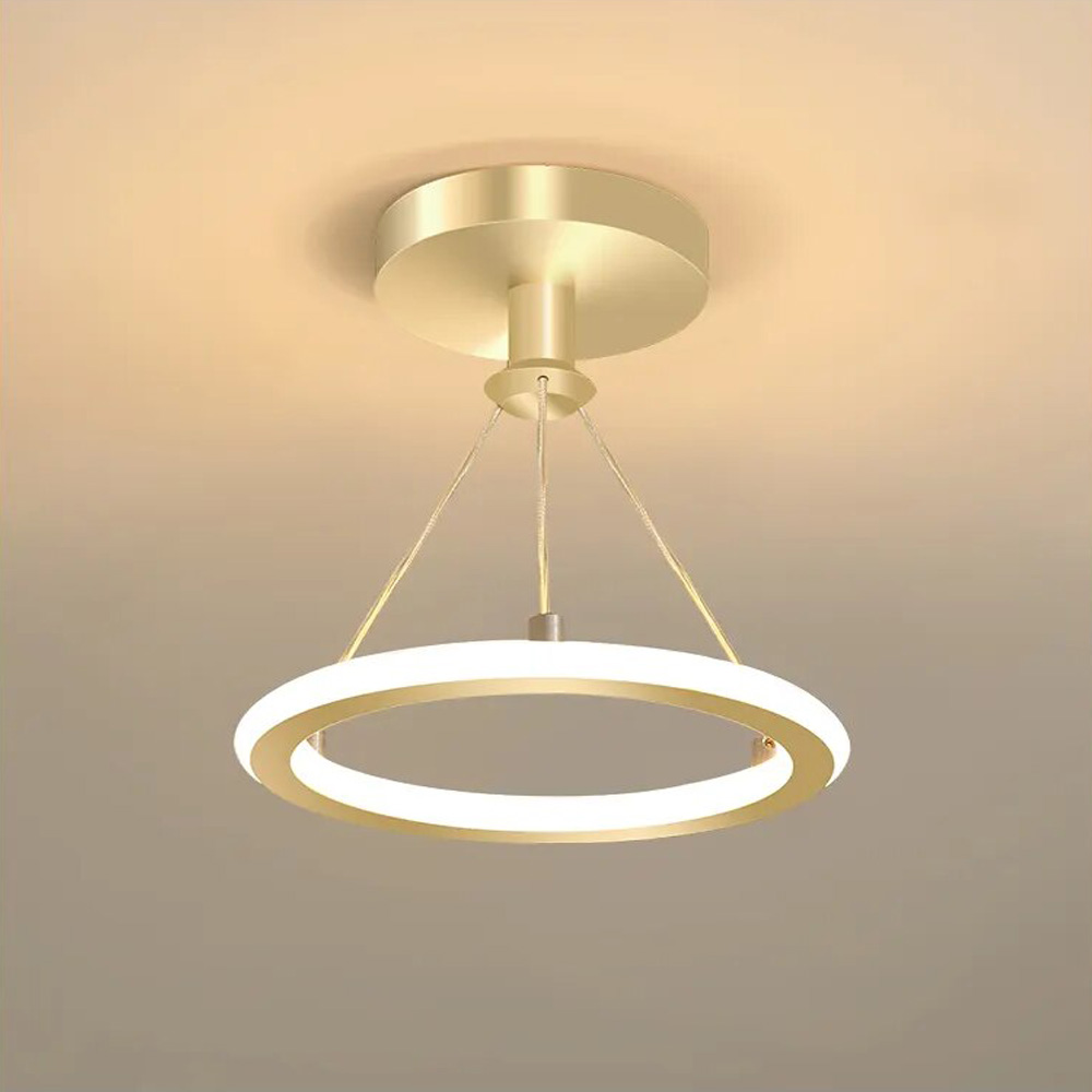 Lustra LED Golden Circle, suspendata, 27W, 1200lm, auriu, cu trei tipuri de lumina