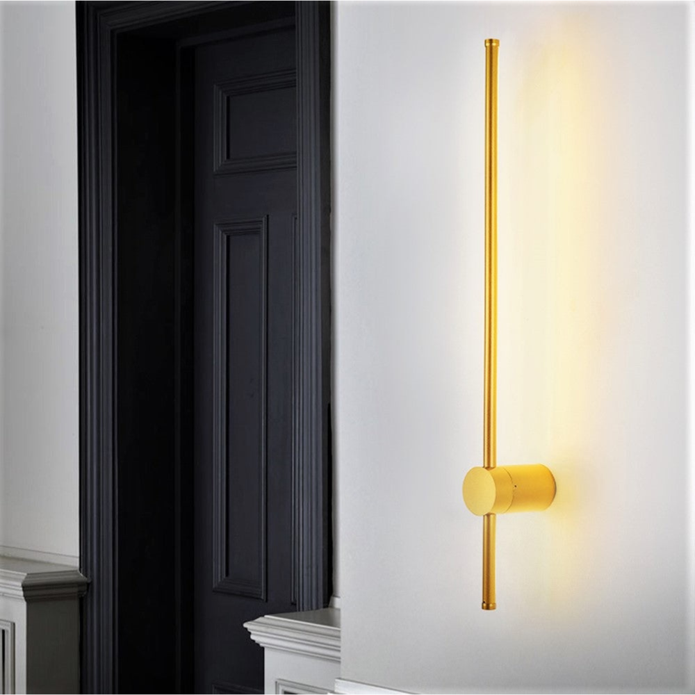 Aplica de perete cu LED, Liniar Minimalism, 60 cm, 22W, auriu, cu trei tipuri de lumina