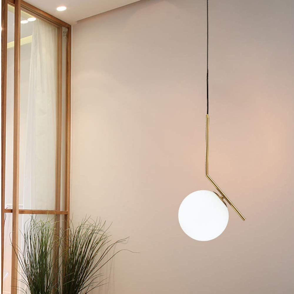 Lustra pe cablu Hanging Globe, stil minimalist, auriu, E27, max 60W