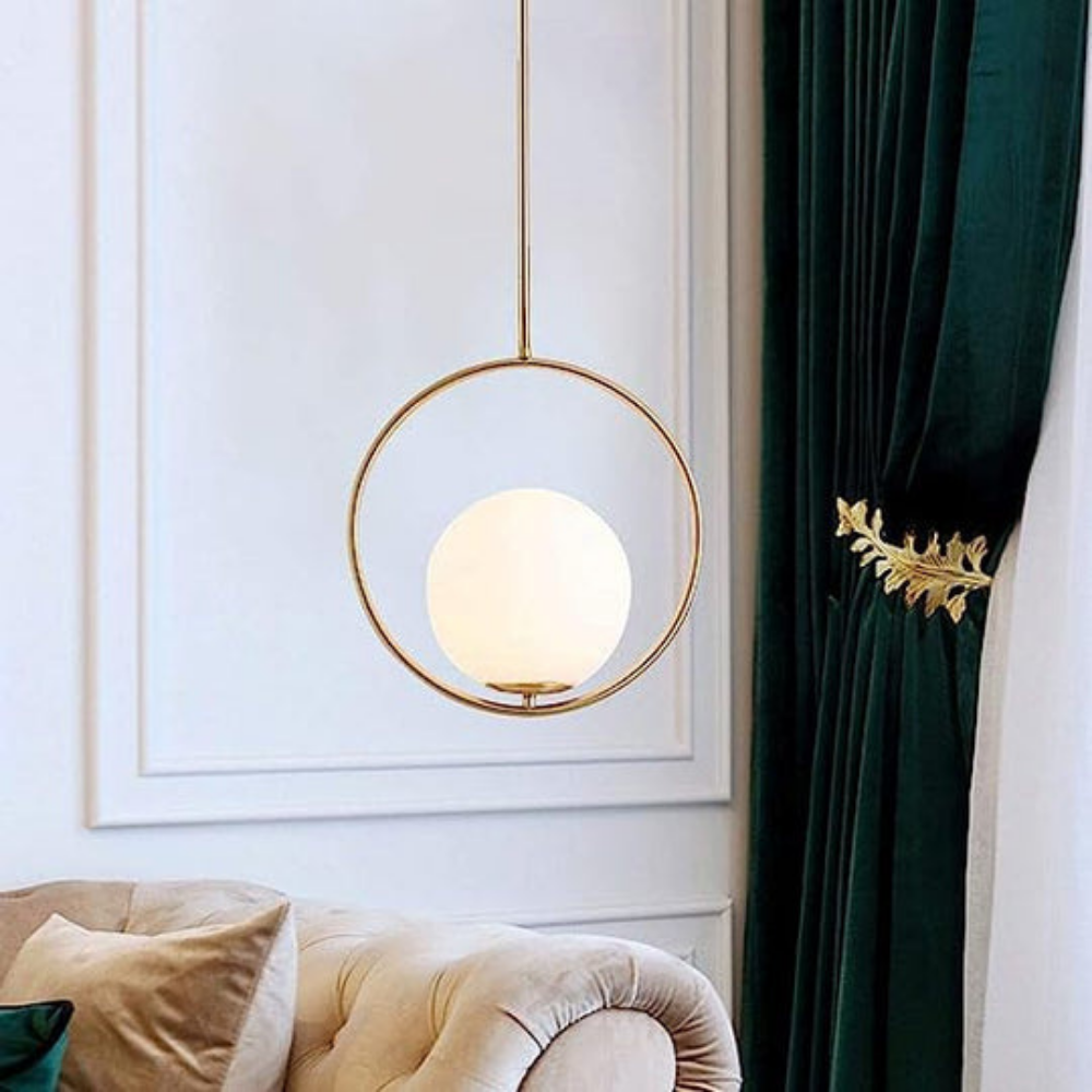 Lustra pe cablu Glowy Globe, stil minimalist, auriu, E27, max 60W