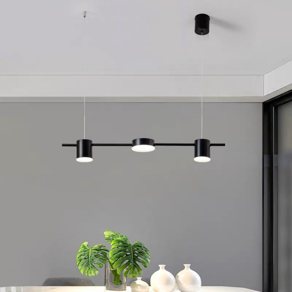 Lustra LED Black Design 3, suspendata,cu telecomanda, 30W, 1500lm, negru, cu trei tipuri de lumina