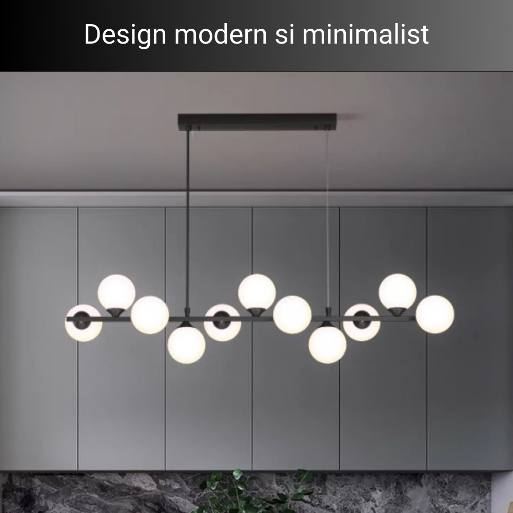 Lustra Modern Radiance, suspendata, stil minimalist, negru, bec G9