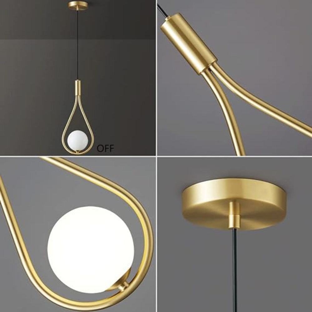 Lustra pe cablu Dazzle Globe, stil minimalist, 2 globuri, auriu, E14