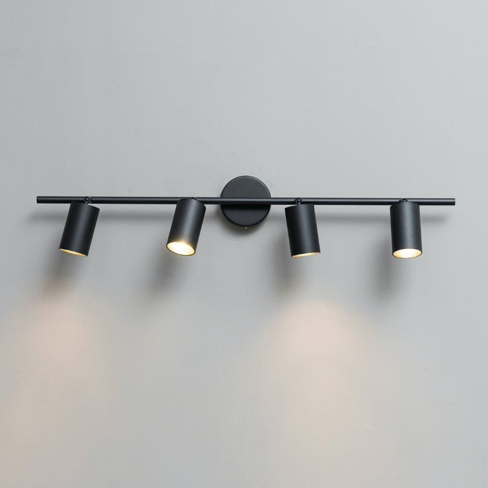 Aplica de perete cu LED, Nordic Simplicity, cu 4 becuri, 40W, bec GU10, negru