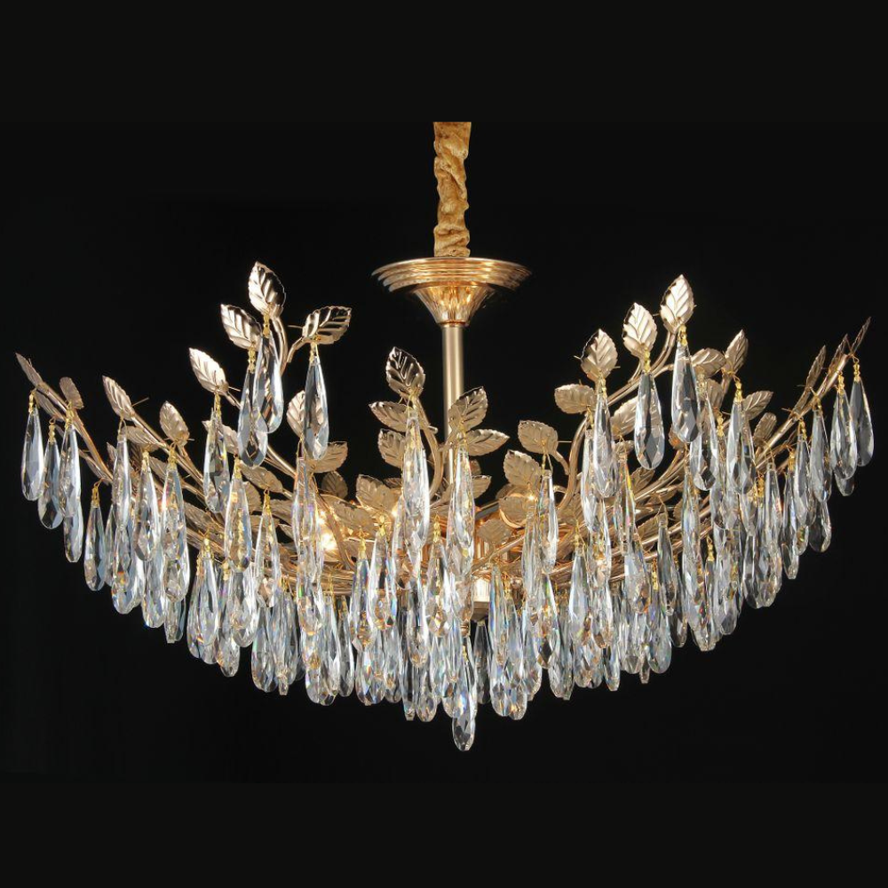 Candelabru Crystal Grace 500, iluminat modern, bec E14, auriu