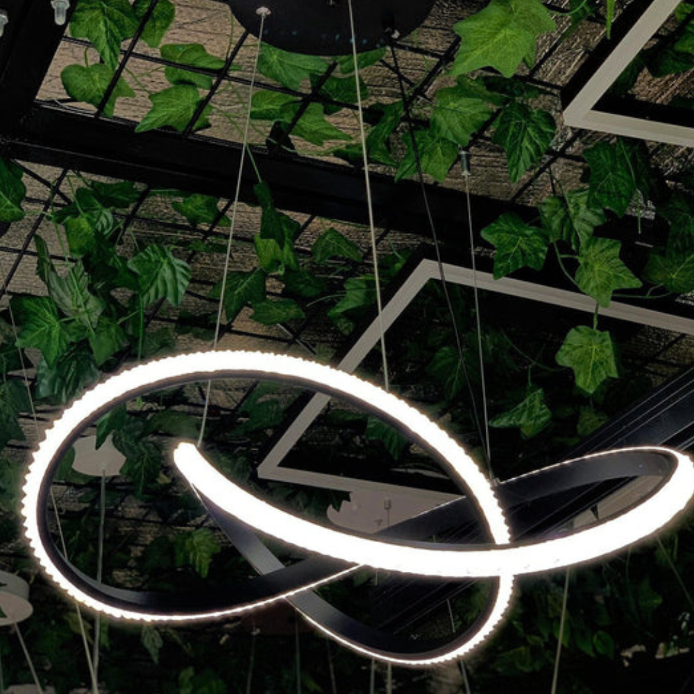 Lustra LED Infinity Shine, suspendata, 66W, crom, cu trei tipuri de lumina