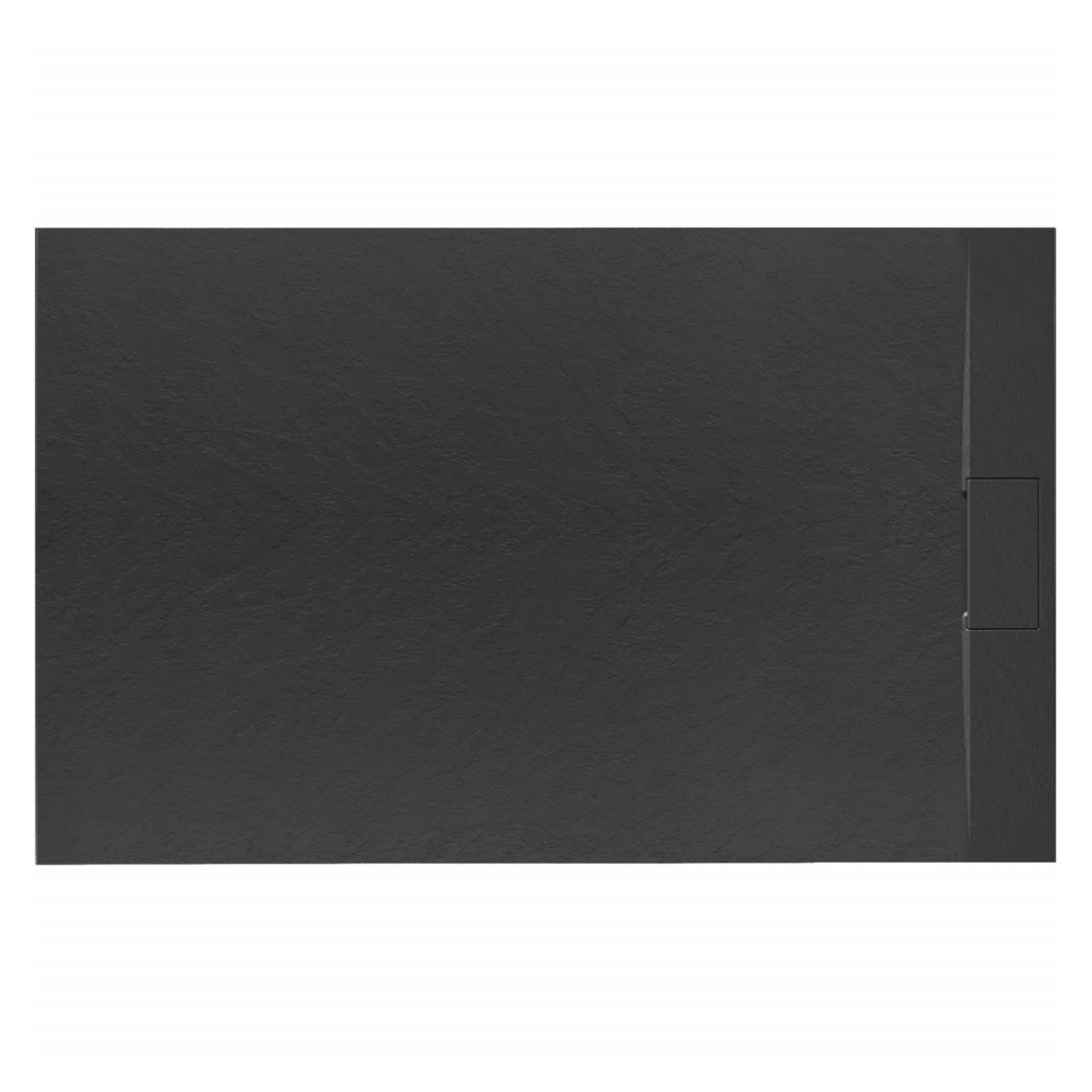 Cadita de baie Smooth Line Design, 120x80cm, din compozit, cu sifon, negru