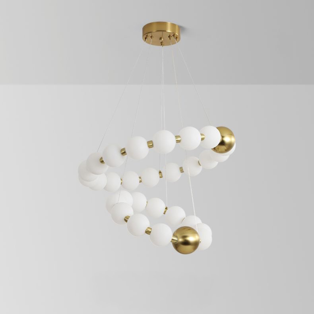 Lustra Modern Splendor, suspendata, stil minimalist, auriu cu alb, bec G9
