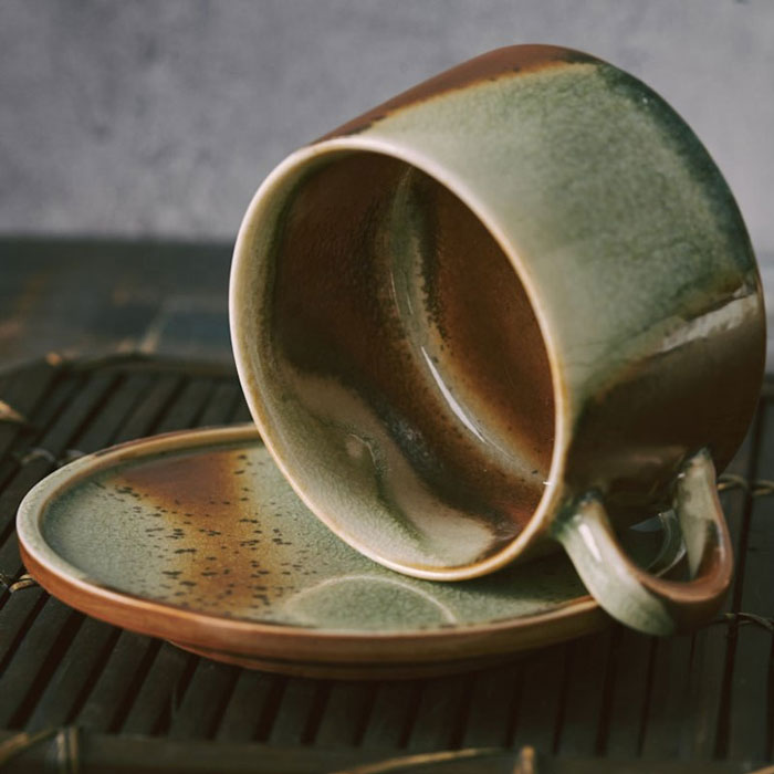 Ceasca Ceramica Kobe, cu toarta si farfurie, 250ml