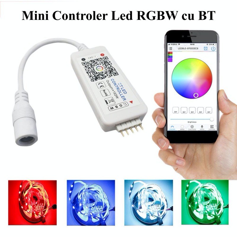 Controller mini Banda Led monocolor, Bluetooth 5-24V 4A