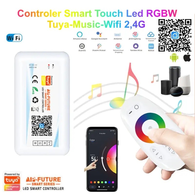 Controller Banda Led RGBW, Smart Easy Touch Tuya Music WIFI 2,4G