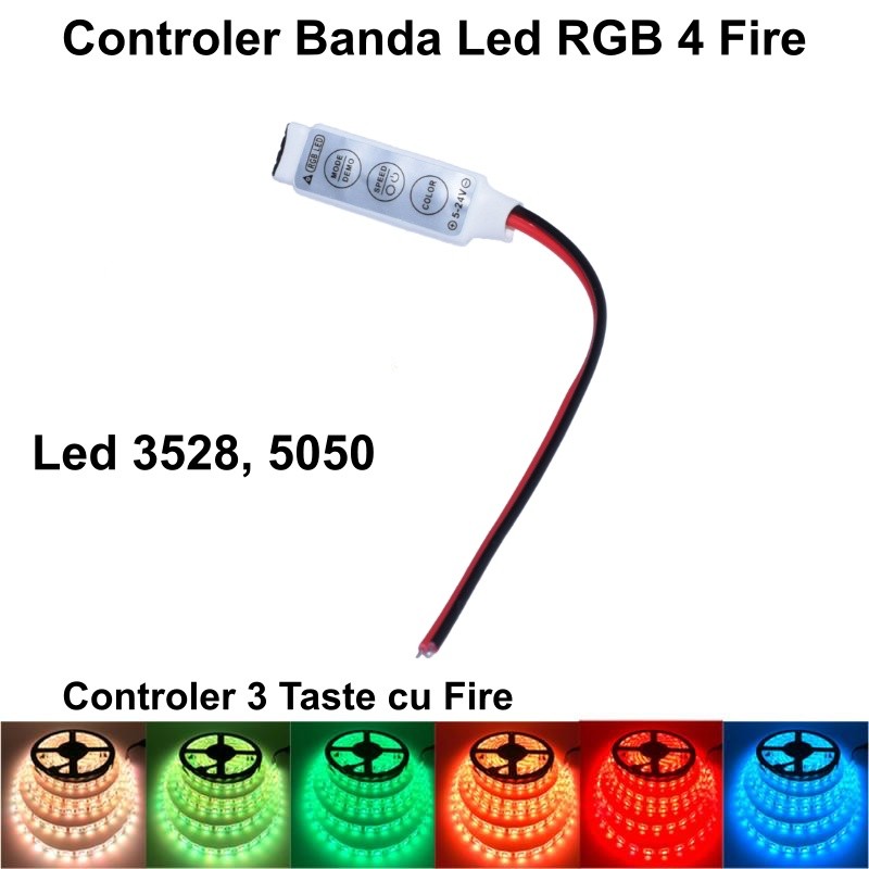 Mini controller Banda Led RGB cu fire