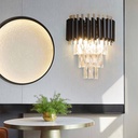Aplica de perete Crystal Splendor, iluminat modern, 60W, E14, negru cu auriu