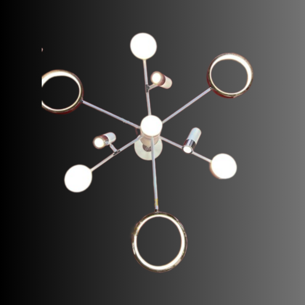 Lustra LED Minimalistic Rings, 111W, cu telecomanda, auriu, iluminat modern