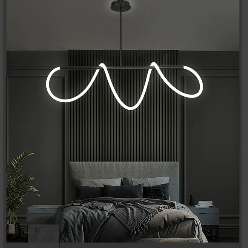 Lustra LED Hanging Light, suspendata, cu telecomanda,120W, iluminat modern, negru, 1500mm