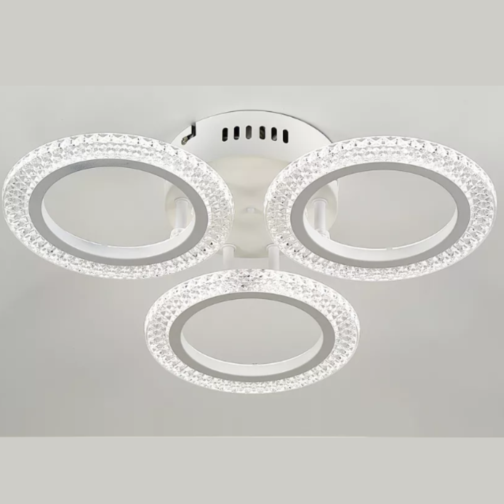 Lustra tip Led Rings Glow, cu telecomanda, 42W, alb, cu Trei modalitati de iluminare