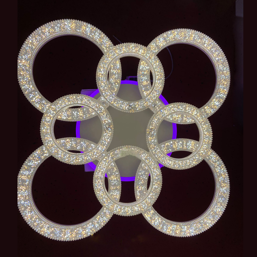 Lustra LED Ring Dazzle 8, cu telecomanda, 234W, auriu, cu trei tipuri de lumina
