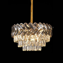 Lustra tip Led Tip Candelabru Crystal Elegance 400, iluminat New, E14, gri cu auriu