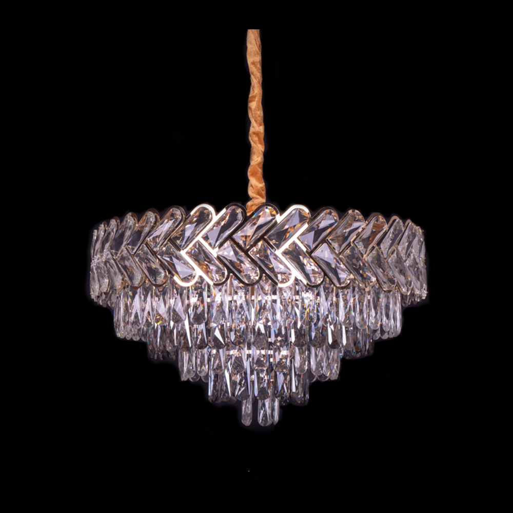 Lustra tip Led Tip Candelabru Crystal Elegance 500, iluminat New, E14, gri cu auriu