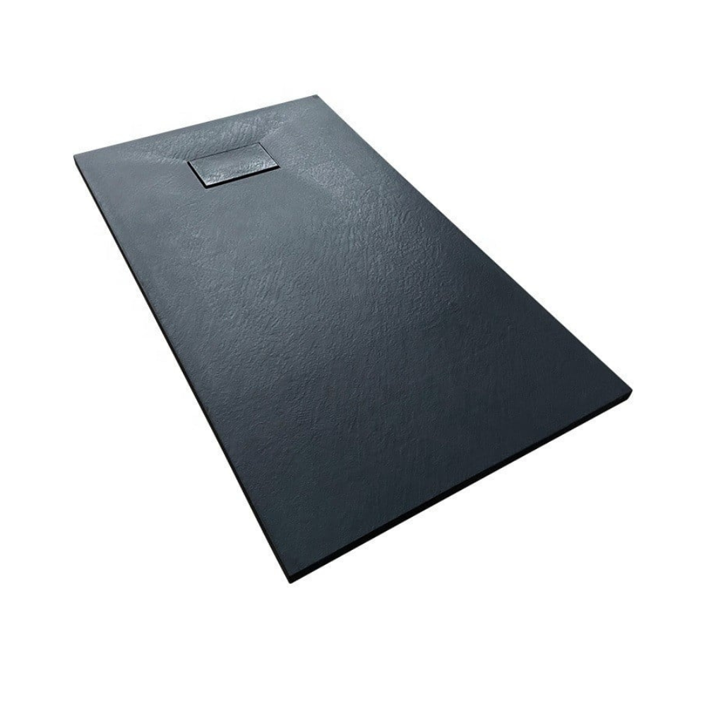Cadita de baie Essential Modern, 120x70cm, din compozit, cu sifon, negru