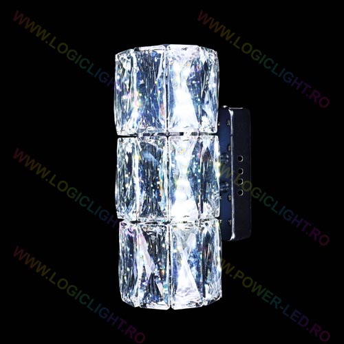 Corp Led  Cu Imitatie Cristale In Forma Dreptunghiulara, Trei modalitati de iluminare,  3000K/4000K/6500K, 2 Faze De Iluminat Led 24W(12W+12W)