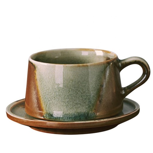 [BZ1620] Ceasca Ceramica Kobe, cu toarta si farfurie, 250ml