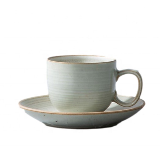 [BZ1393] Ceasca Ceramica Saitama, cu toarta si farfurie, 250ml (Albastru)