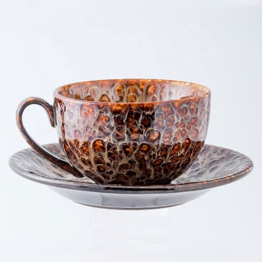 [BZ1487] Ceasca Ceramica Nishinomiya, cu toarta si farfurie, 250ml