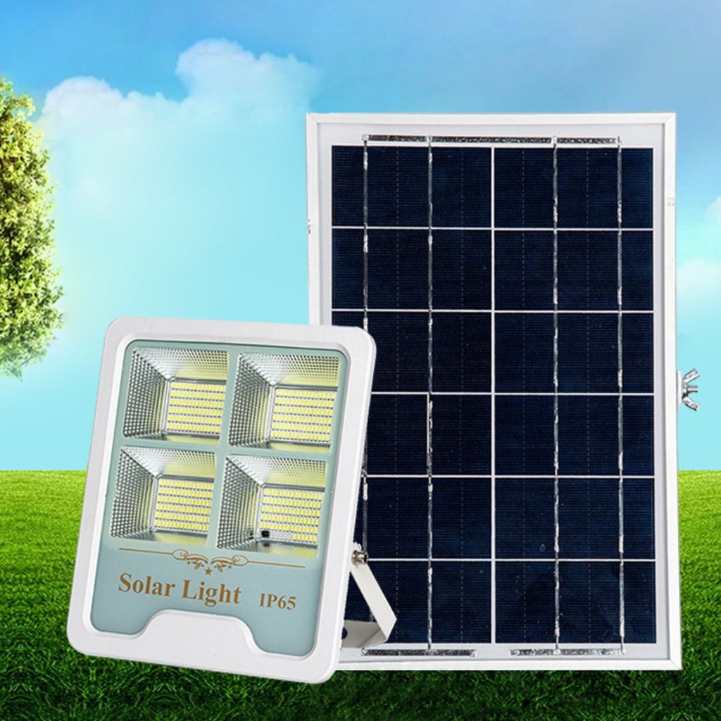 Proiector Solar Led 100W, Iluminat Perimeral, cu Panou Solar 6V 15W, Acumulator 10000mA, si Telecomanda, Alb