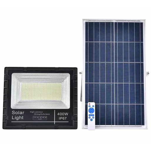 [LOG-GPL-500W] Proiector Solar Led 500W, Iluminat Perimetral, cu Panou Solar 6V 35W, Acumulator 35000mA si Telecomanda, Negru