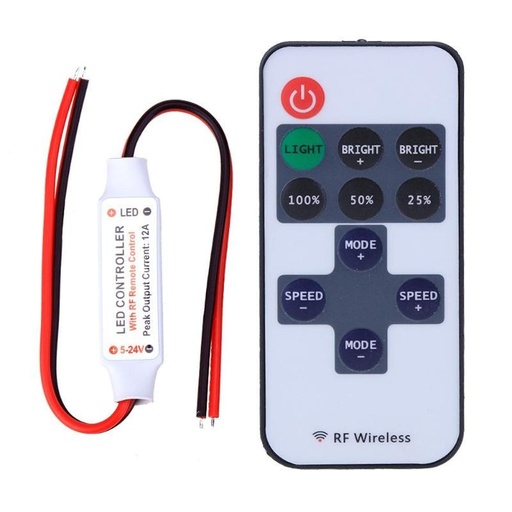 [ALX-18A016] Controller Banda Led monocolor cu telecomanda RF wireless 11 taste