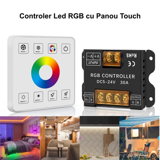 [ALX-18A129] Controller bandaLed RGB cu panou Easy Touch 5-24V 30A