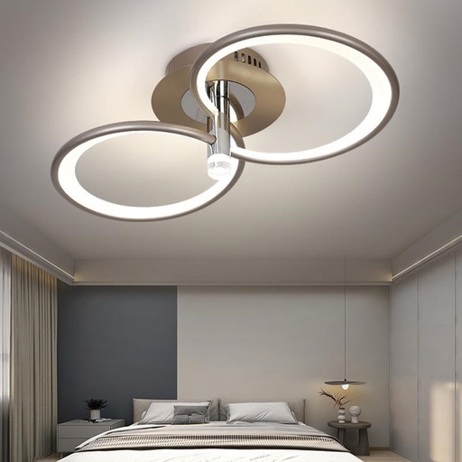 [FLS-9246-2S] Lustra LED Circle Concept 2, cu telecomanda, 58W, 3000lm, gri, cu trei tipuri de lumina