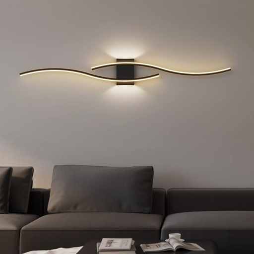 [FSL-9112-60CMBK] Aplica de perete cu LED Modern Wave, 60cm, 32W, 1600lm, negru, cu trei tipuri de lumina