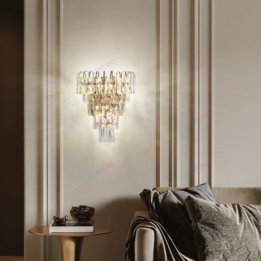 [3001-GD] Aplica Iluminat cu LED, Cristal Stock Gold